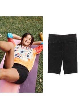 Anthropologie | T.la Kimmy Bike Shorts Small Petite Ribbed Washed Faded Black
